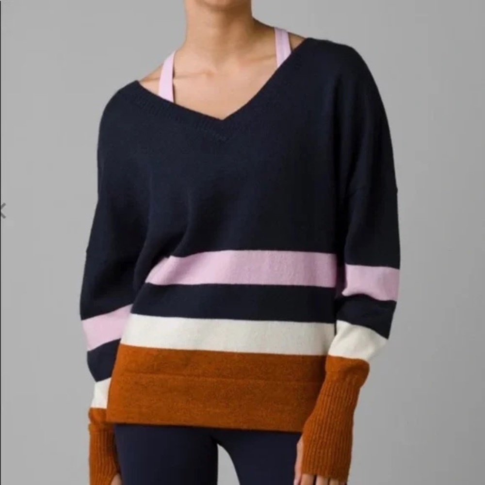 Prana Norfolk V-Neck Sweater in Gingerbread size small